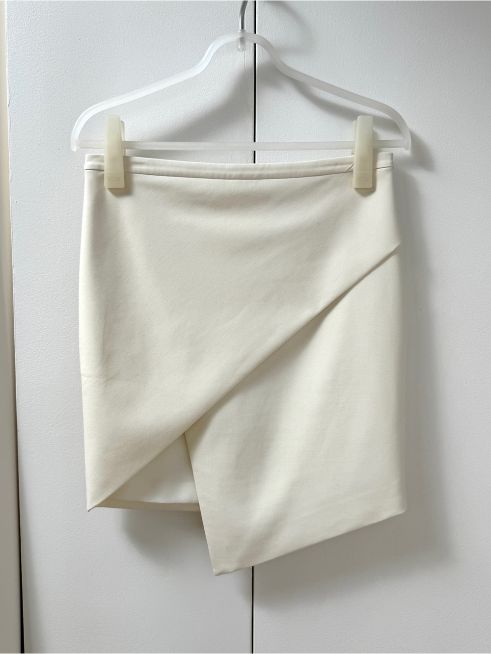 Mason Ivory Asymmetric Mini Wrap Skirt - SZ 2